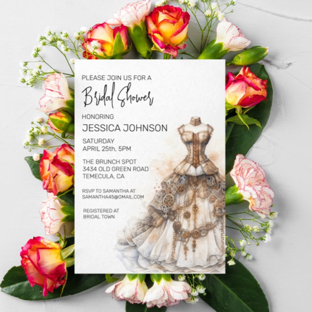 Minimalistic Bridal Shower Steampunk Modern Invitation (Creator Uploaded)