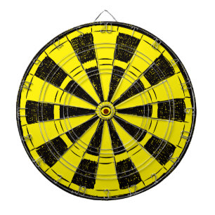 Minimalistic Bright Yellow and Black Dartboard