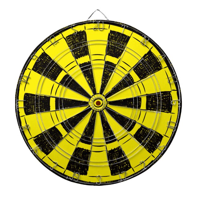 Minimalistic Bright Yellow and Black Dartboard (Front)