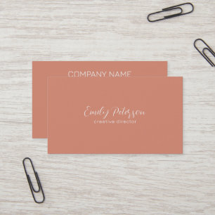 Minimalistic burnt red background white typography business card