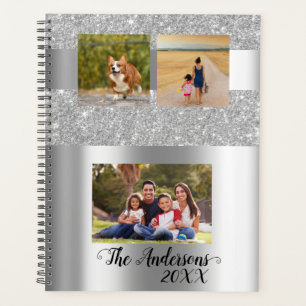 Minimalistic Calligraphy Photo Family Silver Planner
