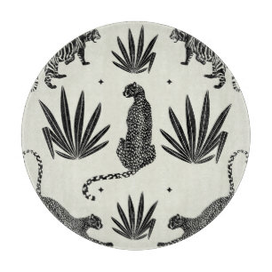 Minimalistic Cheetah Illustration Vintage Cutting Board