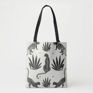Minimalistic Cheetah Illustration Vintage Tote Bag