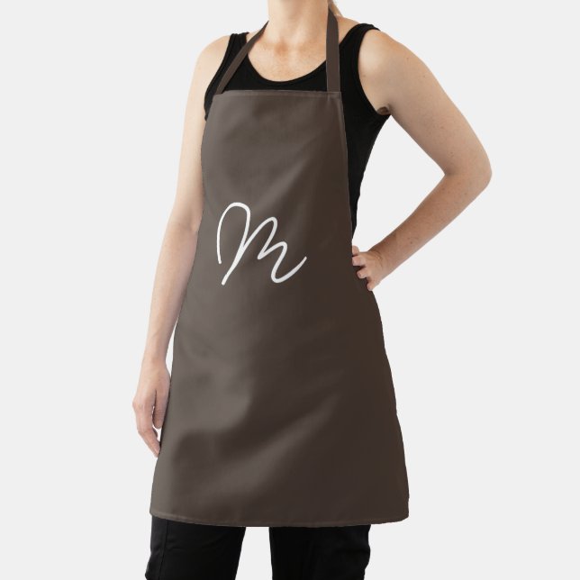 Minimalistic Chocolate Deep Brown Monogram Apron (Insitu)