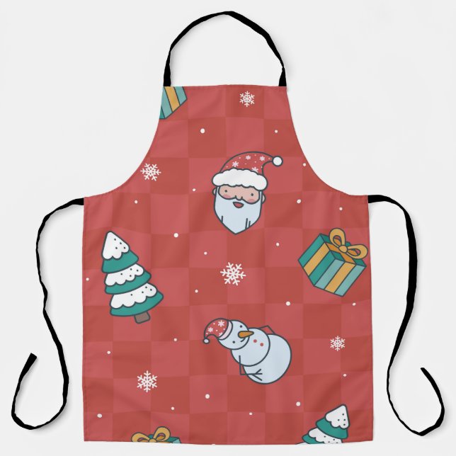 Minimalistic christmas red pattern apron (Front)