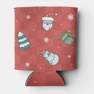 Minimalistic Christmas: Red Seamless Design. Can Cooler