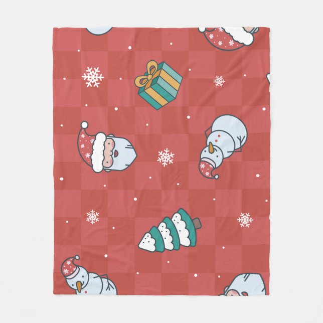 Minimalistic Christmas: Red Seamless Design. Fleece Blanket (Front)