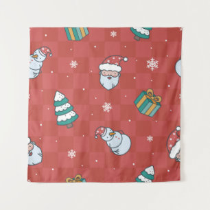 Minimalistic Christmas: Red Seamless Design. Tapestry