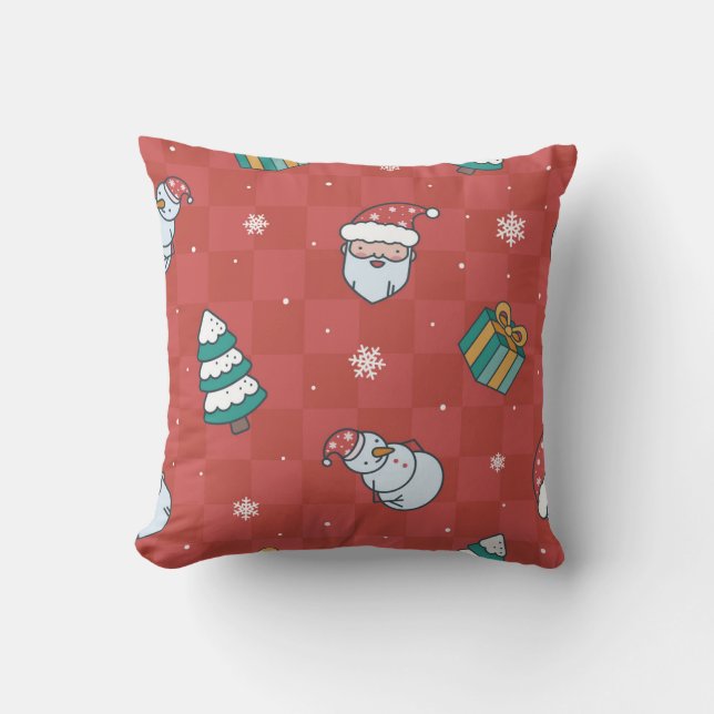 Minimalistic Christmas: Red Seamless Design. Throw Pillow (Front)
