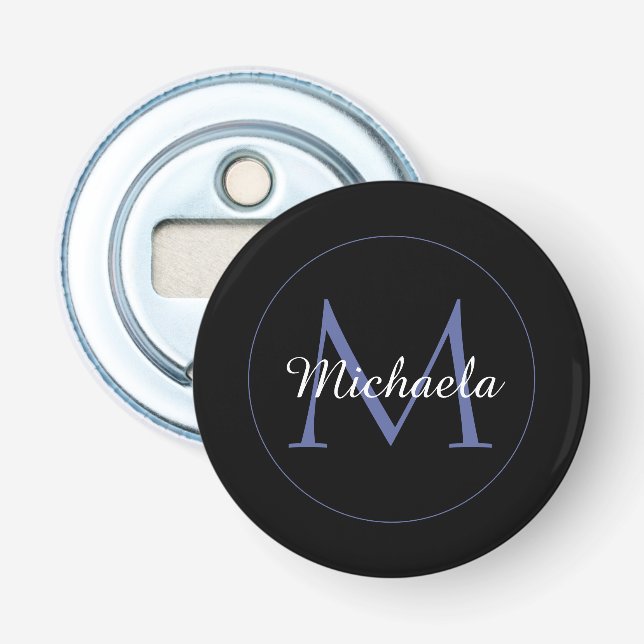 Minimalistic circle modern monogram initial name bottle opener (Front)
