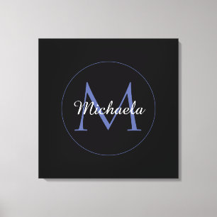 Minimalistic circle modern monogram initial name canvas print