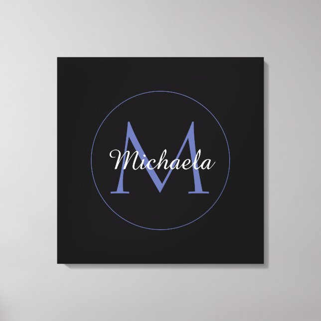 Minimalistic circle modern monogram initial name canvas print (Front)