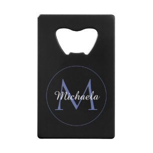 Minimalistic circle modern monogram initial name credit card bottle opener