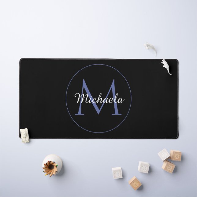 Minimalistic circle modern monogram initial name desk mat (Kids Table)