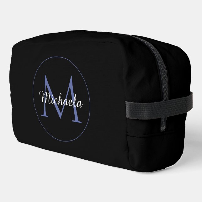 Minimalistic circle modern monogram initial name dopp kit (Left Corner)