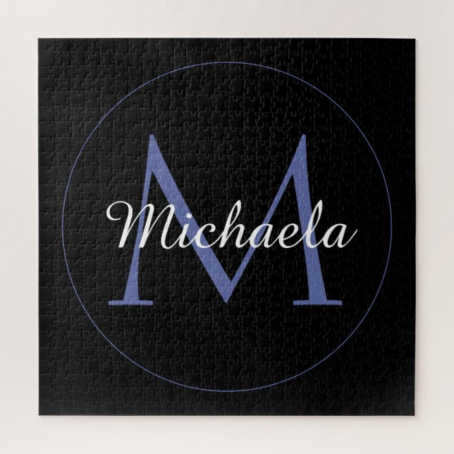 Minimalistic circle modern monogram initial name jigsaw puzzle (Vertical)