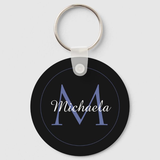 Minimalistic circle modern monogram initial name keychain (Front)