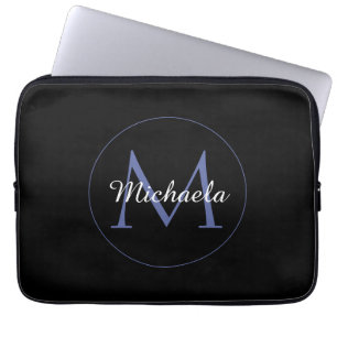 Minimalistic circle modern monogram initial name laptop sleeve