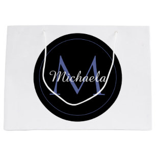 Minimalistic circle modern monogram initial name large gift bag