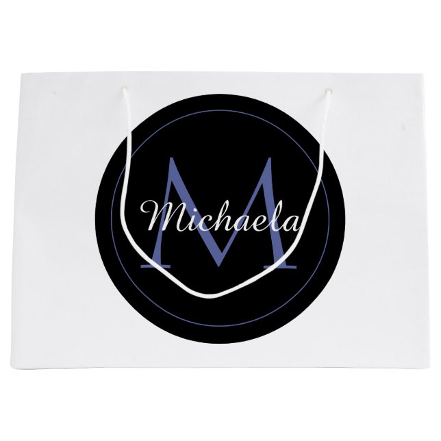 Minimalistic circle modern monogram initial name large gift bag (Front)