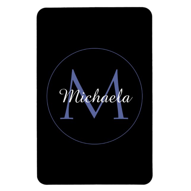 Minimalistic circle modern monogram initial name magnet (Vertical)