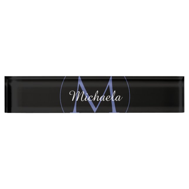 Minimalistic circle modern monogram initial name nameplate (Front)