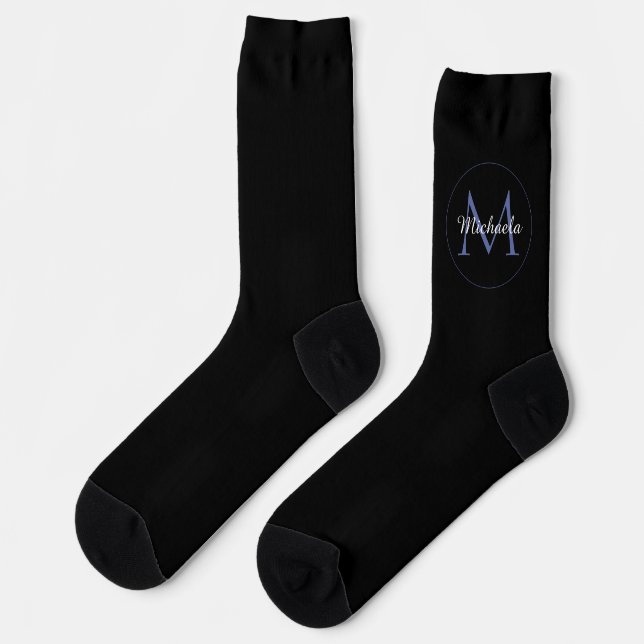 Minimalistic circle modern monogram initial name socks (Left)