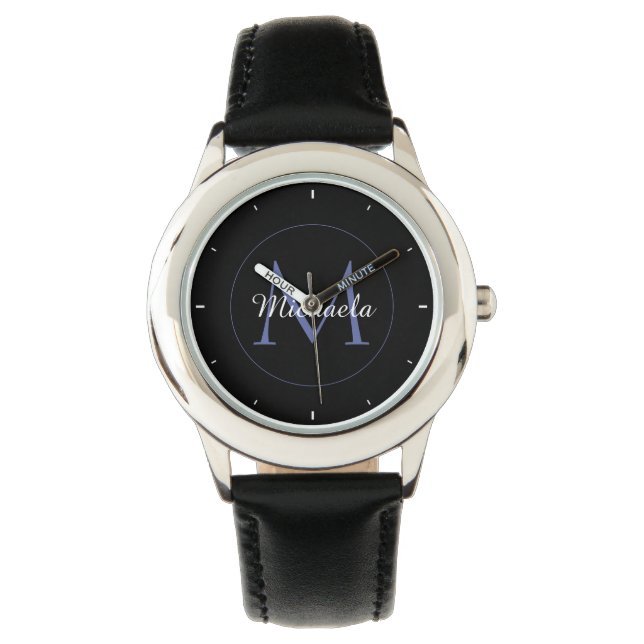 Minimalistic circle modern monogram initial name watch (Front)