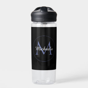 Minimalistic circle modern monogram initial name water bottle