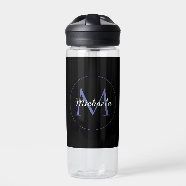 Minimalistic circle modern monogram initial name  water bottle (Front)