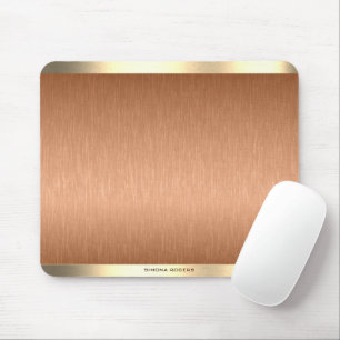 Minimalistic copper brown & gold metallic texture mouse pad