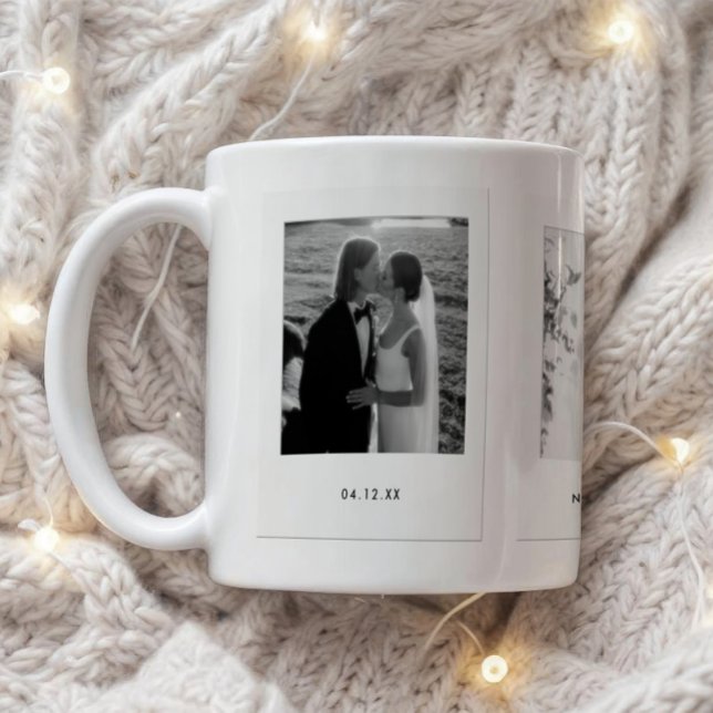 Minimalistic Couple 3 Polaroid Photos Wedding Coffee Mug (Creator Uploaded)