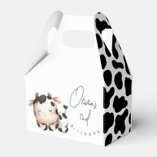 Minimalistic cow gender neutral birthday  favor box