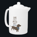 Minimalistic Dachshund Silhouette custom quote<br><div class="desc">Minimalistic Dachshund Silhouette with customizable quote: "Life is great,  doxies make it better".
Rustic tones.</div>