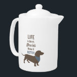 Minimalistic Dachshund Silhouette custom quote<br><div class="desc">Minimalistic Dachshund Silhouette with customizable quote: "Life is great,  doxies make it better".
Rustic tones.</div>