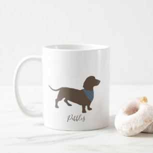 Minimalistic Dachshund Silhouette with dog's name Coffee Mug