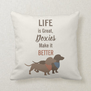 Minimalistic Dachshund Silhouettes custom quote Throw Pillow