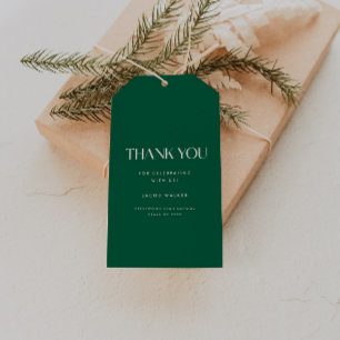 Minimalistic Dark Green Graduation Party Thank You Gift Tags