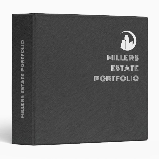 Minimalistic Dark Grey Linen Estate Planning Binder (Front/Spine)