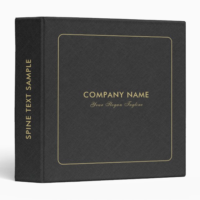 Minimalistic Dark Grey Linen Texture Gold Text Binder (Front/Spine)