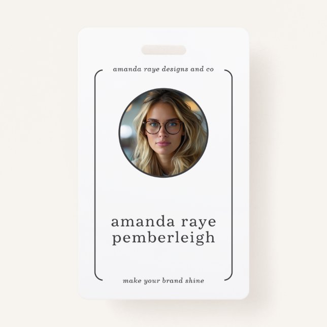 Minimalistic Designer Convention Photo ID Badge (Front)