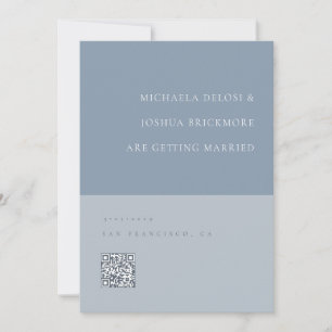 Minimalistic Dusty Blue QR Code Save the Date