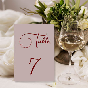 Minimalistic Dusty Rose Table Number