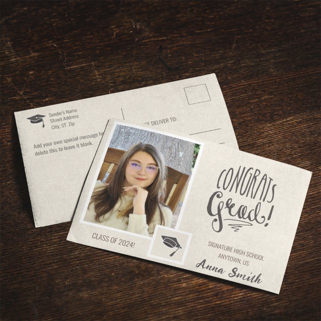 Minimalistic Earthtone Graduation Postcard (Creator Uploaded)