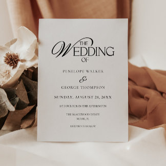 Minimalistic Elegant Black & White Wedding Invitation