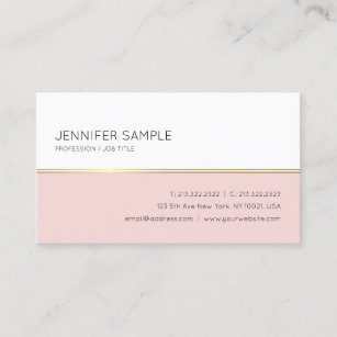 Minimalistic Elegant Blush Pink Gold White Trendy Business Card