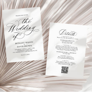 Minimalistic Elegant Calligraphy QR Code Wedding Invitation
