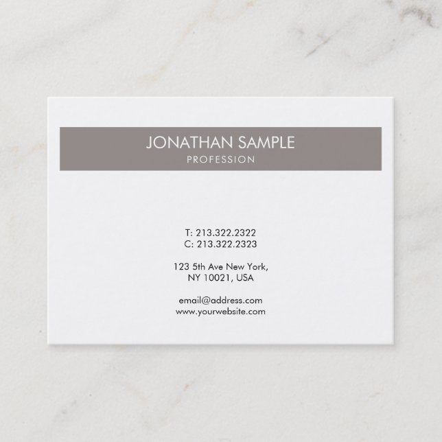 Minimalistic Elegant Design Brown White Trendy Business Card (Front)
