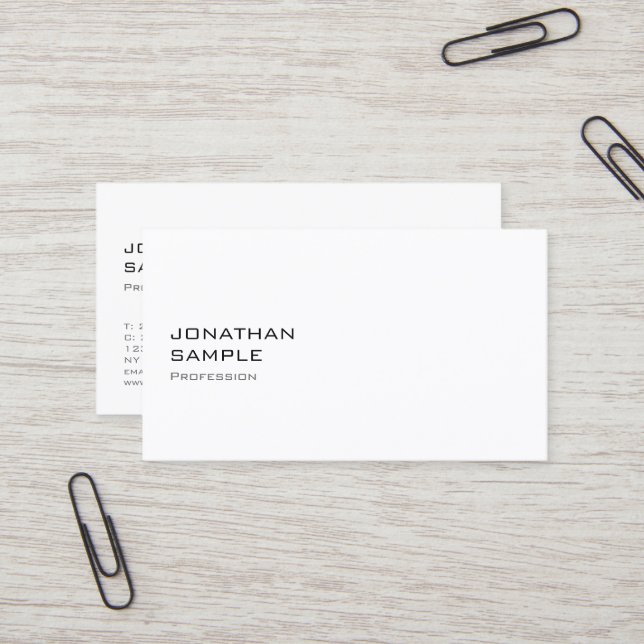 Minimalistic Elegant Design Trendy White Plain Business Card (Front/Back In Situ)