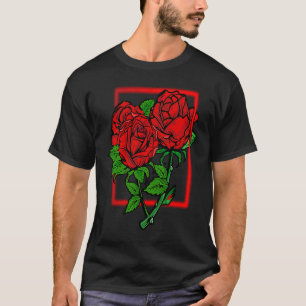 Minimalistic Elegant Rose Flowers Red Roses Floral T-Shirt